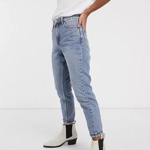 Topshop Mom Jeans in Bleach Wash